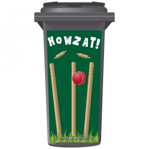 Howzat Cricket Stumps Wheelie Bin Sticker Panel